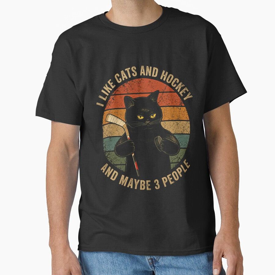 I Like Cats And Hockey And Maybe 3 People Introvert Cat Lover Hockey Humor by SkeletonsDanger