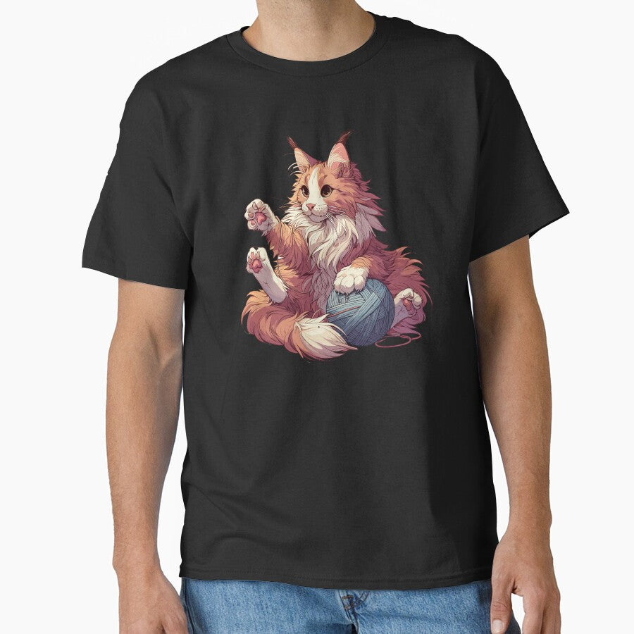Cat and knitting funny cat with yarn ball by TomFrontierArt