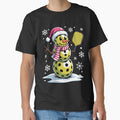 Snowman With Santa Hat Holding Pickleball Paddle by barrycantre11