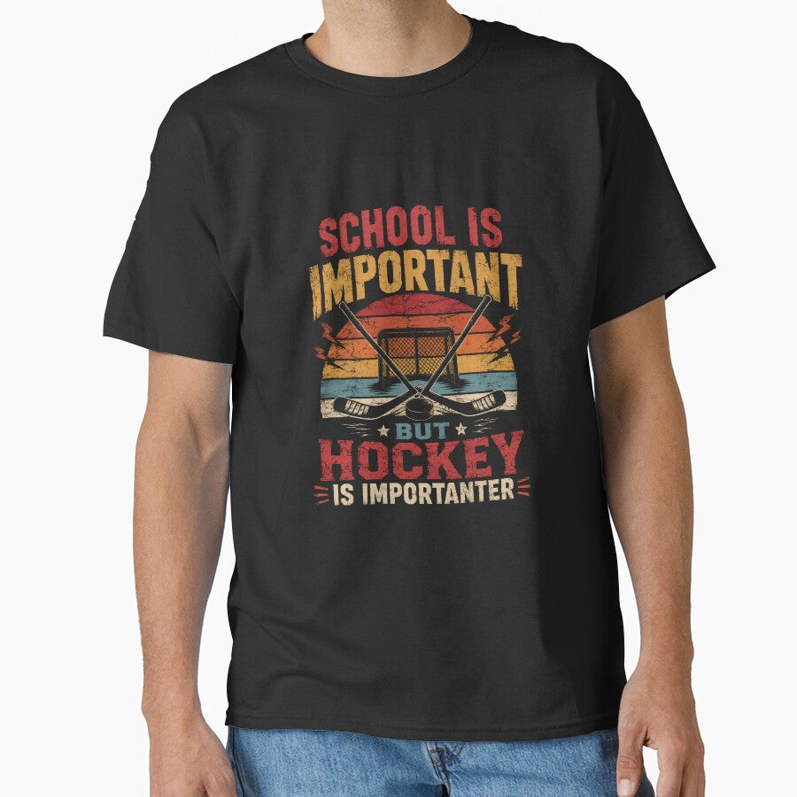 School Is Important But Hockey Is Importanter Ice Hockey Player Fan by JonesFlora2025