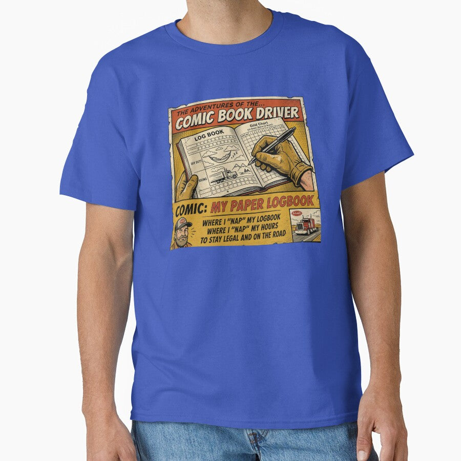 Comic Book Driver - Vintage Paper Logbook Humor Art by NomadForge