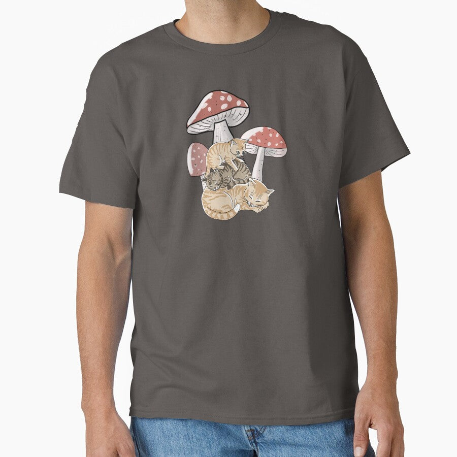 Catcore Mushroom Cottagecore Cats Cute Sleeping Kittens Aesthetic by LeshanArt