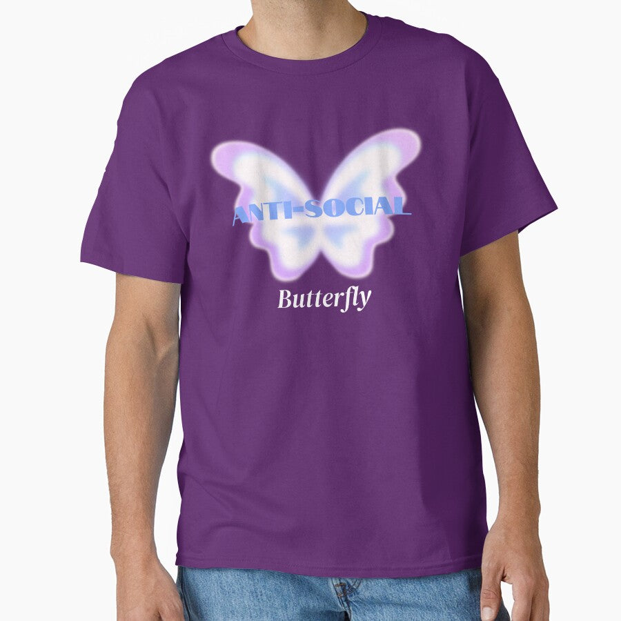 Anti-Social Butterfly T-Shirt | Funny Introvert, Social Anxiety & Sarcastic Humor Tee by RandisTees