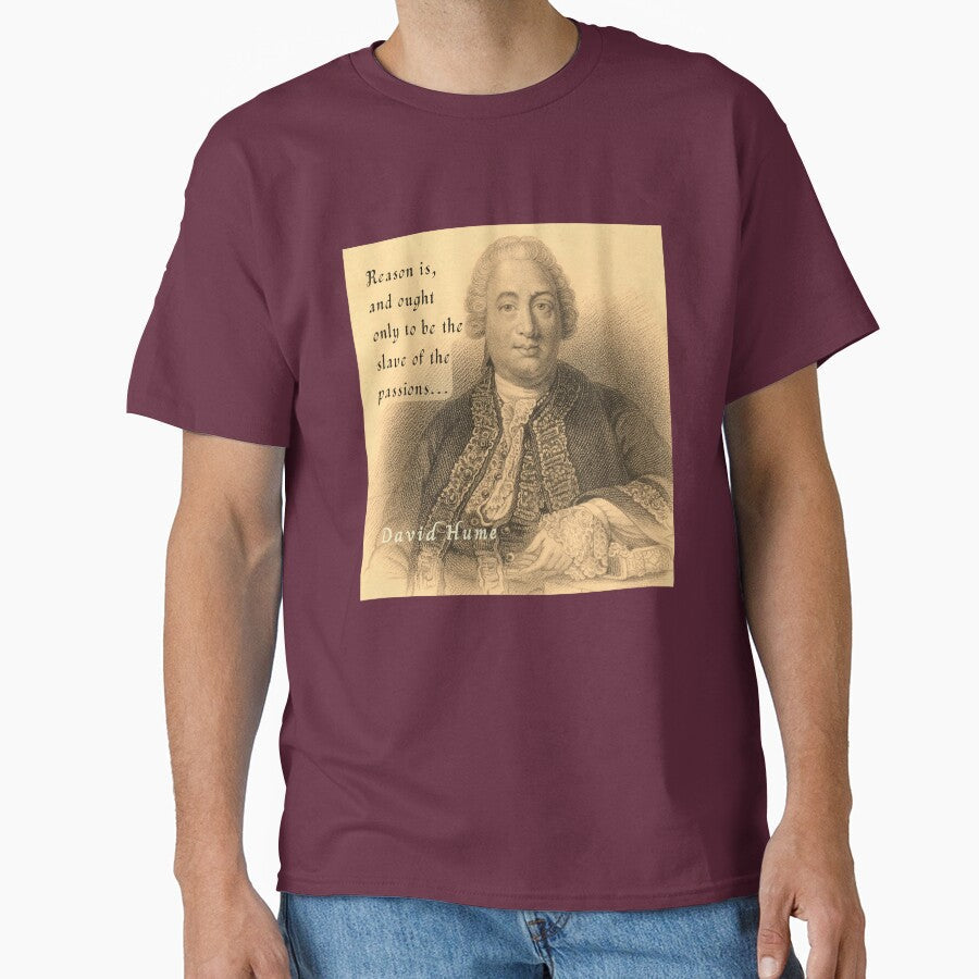 David Hume portrait and quote: Reason is, and ought only to be the slave of the passions by artbleed