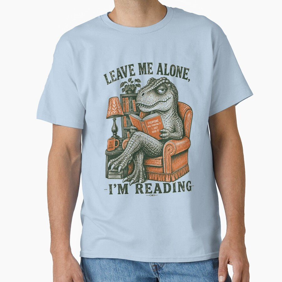 Sarcastic T Rex Reading Books Vintage Retro by BeardWave