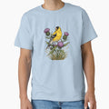 American Goldfinch Sitting Among Purple Thistle Bird Art by BirdsnStuff Unisex