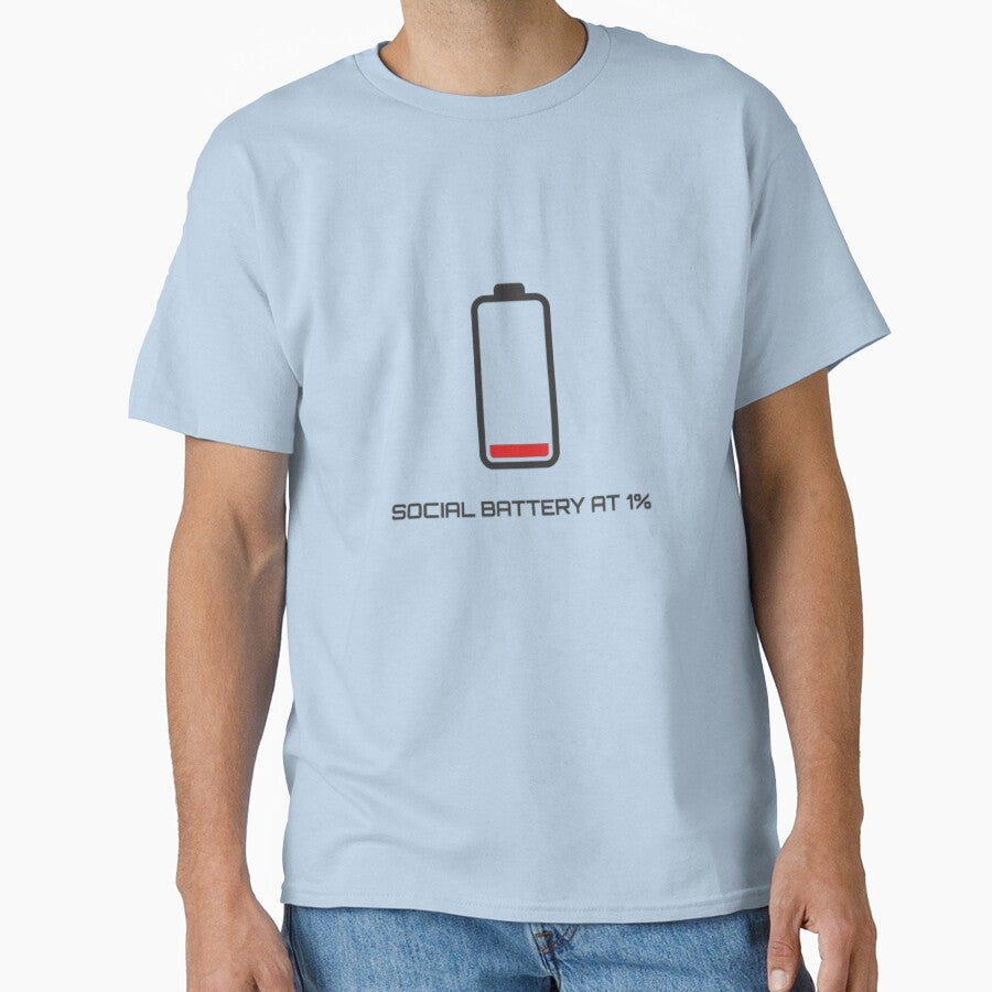 Social Battery at 1% - Funny Introvert Aesthetic Quote by Harrak Housni