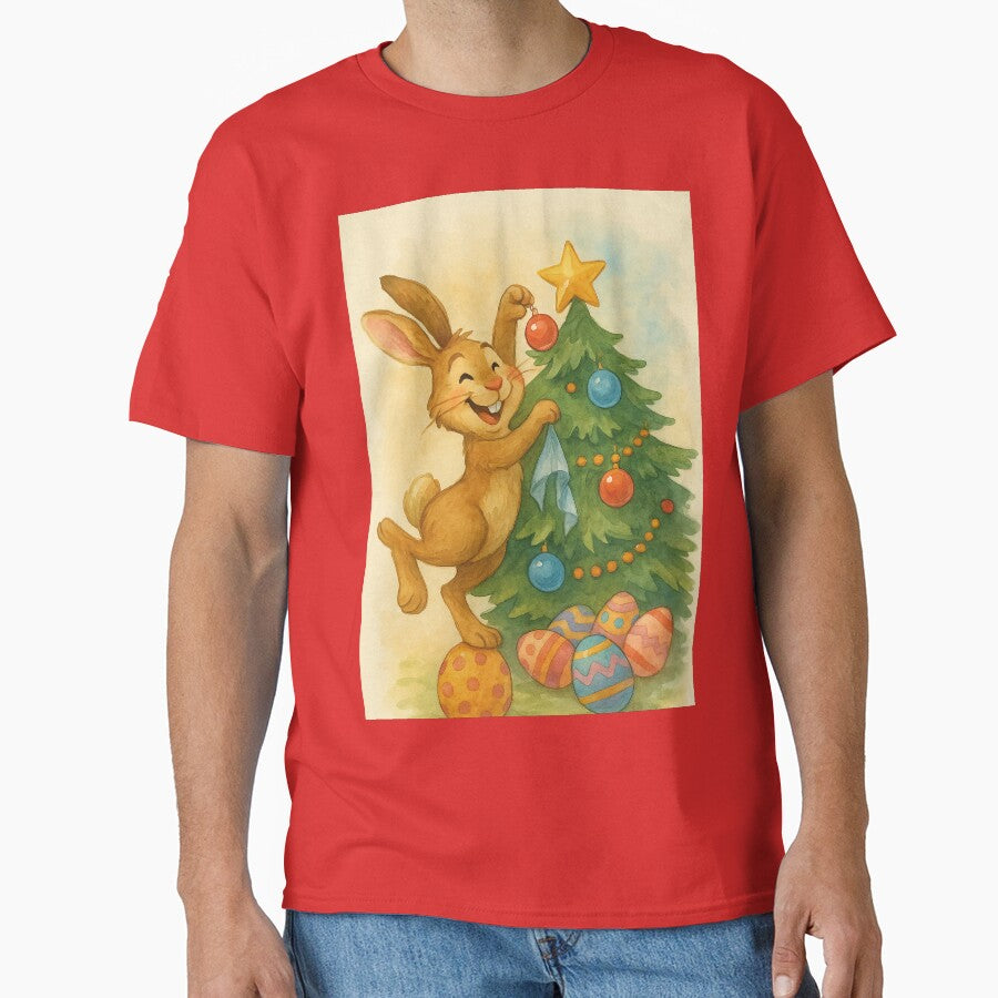 Laughing rabbit decorates Christmas tree by Mauswohn