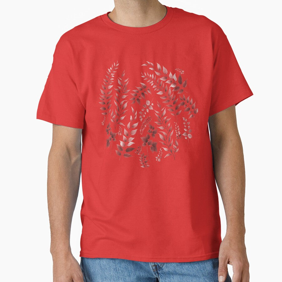 Greenery Botanical Print Dark Red by SilverPegasus