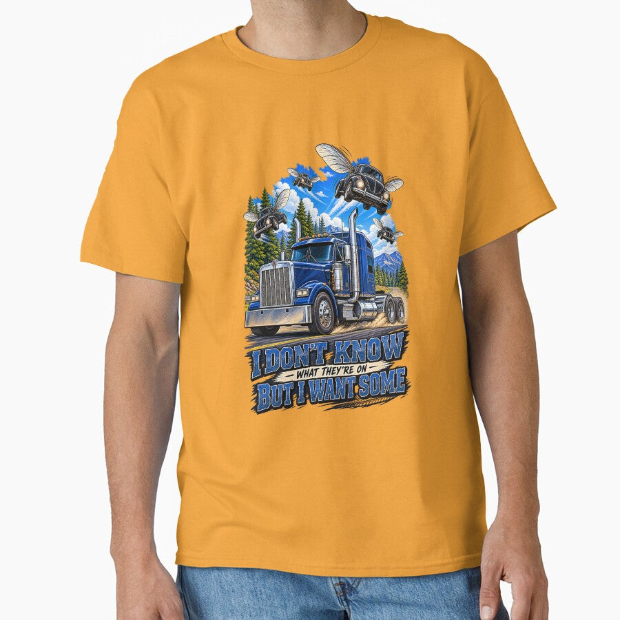 Flying Bug Cars & Blue Semi Truck Humor by NomadForge
