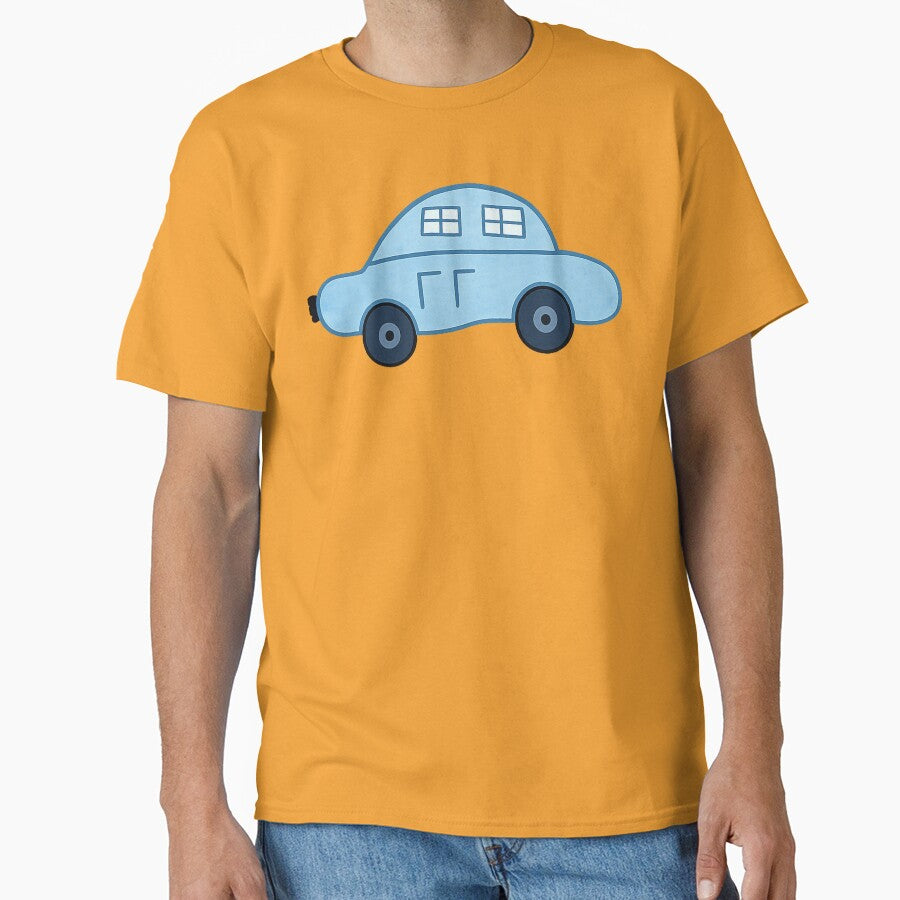 Cute Blue Car Minimalist Line Art Doodle by Stick It Wear It