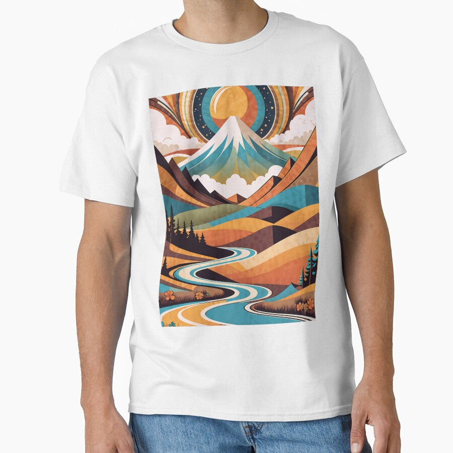 Retro 70s Landscape, Orange, Teal #5 by Prints and Lifestyle