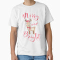 Christmas gift Merry and bright red deer antler nursery, Calligraphy art by Martina Mladenova
