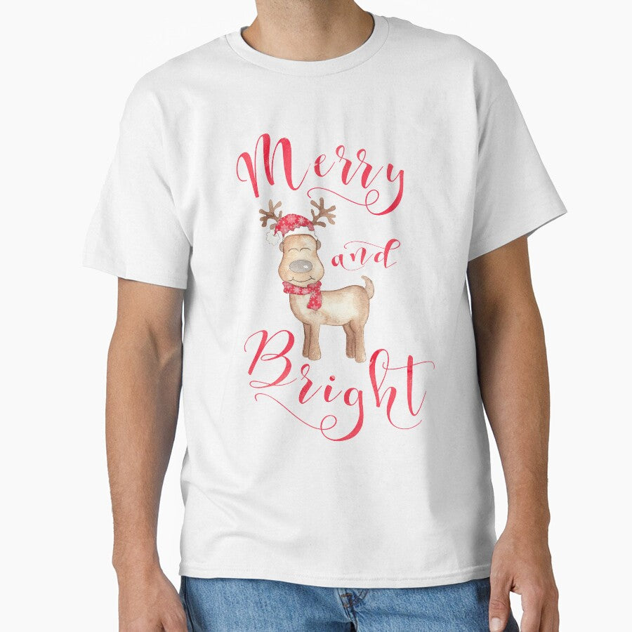 Christmas gift Merry and bright red deer antler nursery, Calligraphy art by Martina Mladenova