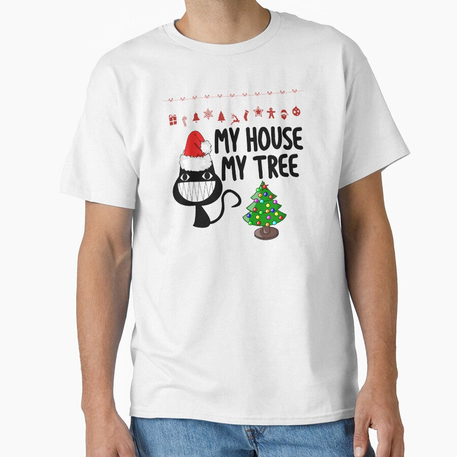 Funny Cat My House My Tree Christmas Cat Lovers Gift by Rami Khalifah
