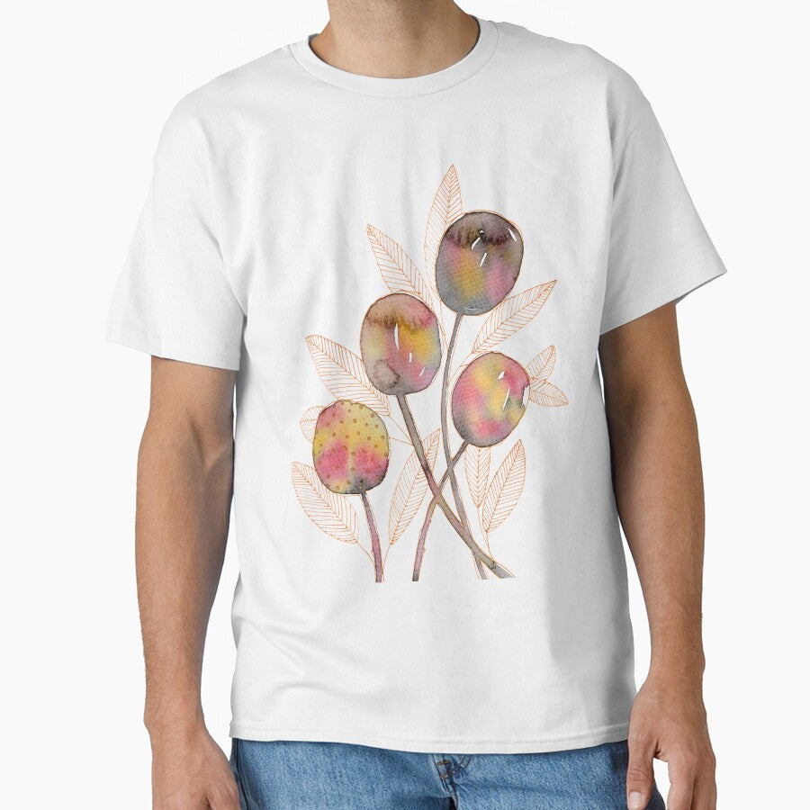 Pastel Botanical Fruit Branch: Watercolour Line Art by ArithraStudio