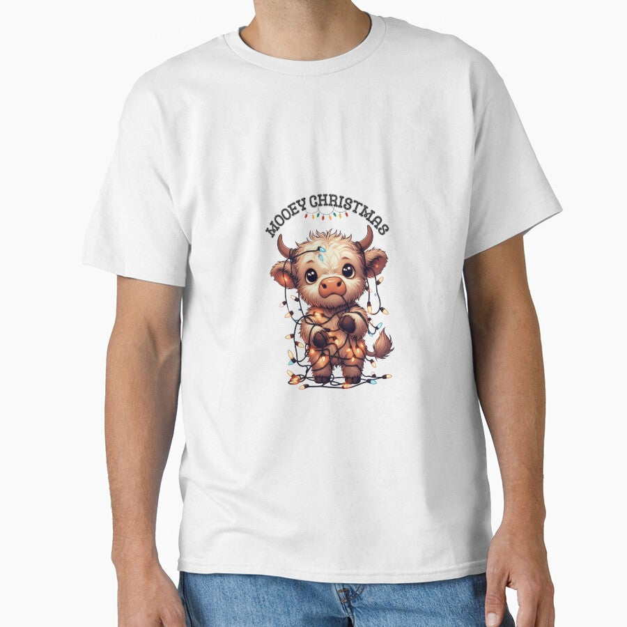 Baby Highland Cow Christmas Lights,Mooey Christmas,Cow Xmas,Highland Cows,funny christmas shirt by Clothesbest