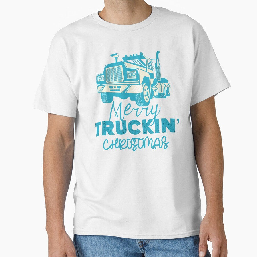 Merry Truckin Christmas Blue Festive Gift For Trucker Truck Driver by Sunny Collections