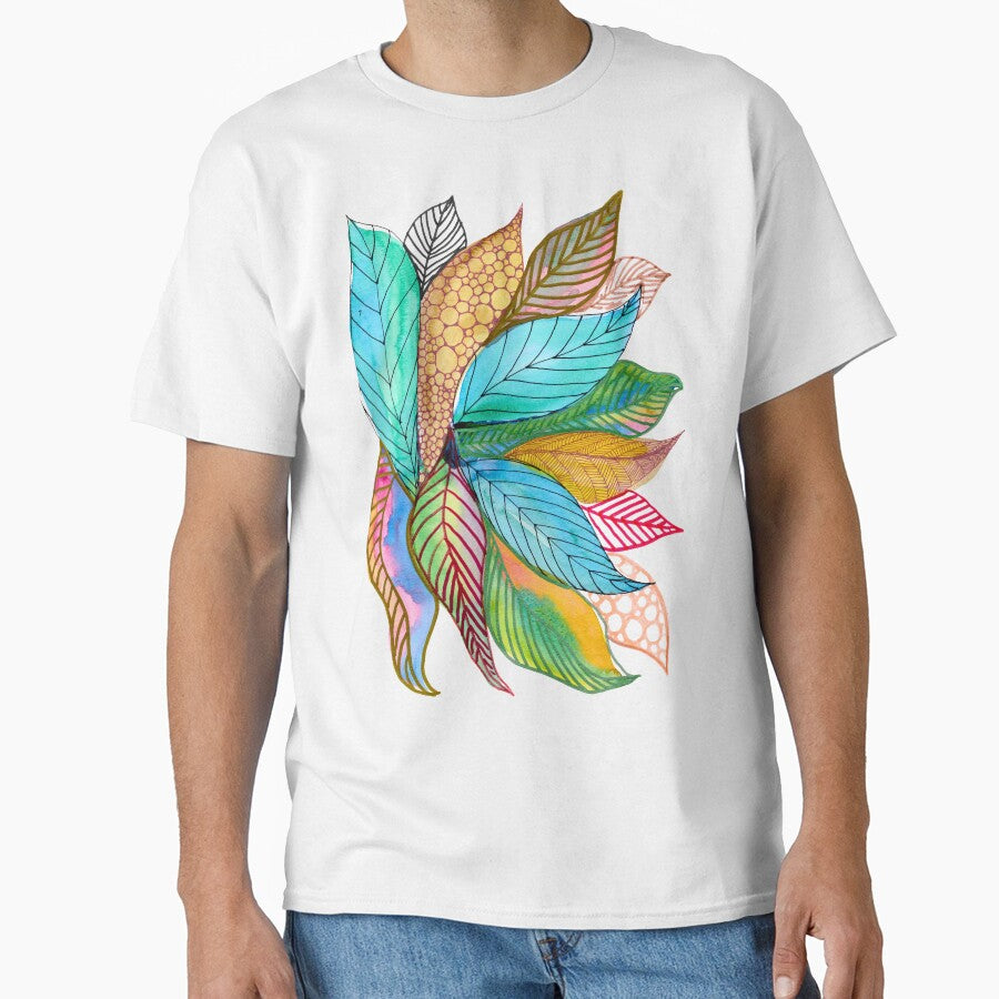 Colourful Patterned Leaves: Abstract Watercolour Botanical Art by ArithraStudio