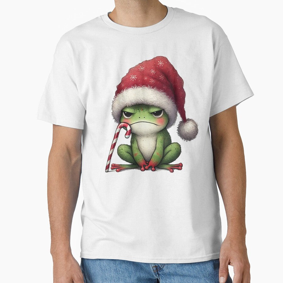 Grumpy Christmas Frog Holding Candy Cane by Sweetnotsour