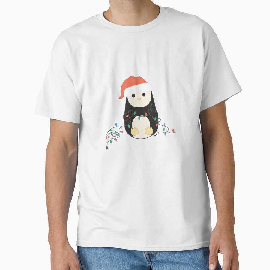 Penguin with Christmas Lights by -Cinnar-