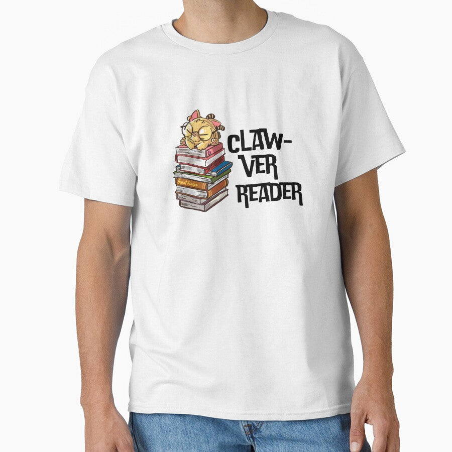 Funny Book Cat Lover Quote Claw-ver Reader by Artycom