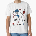 Ice hockey sticks, pucks and helmets, by LucianaShop