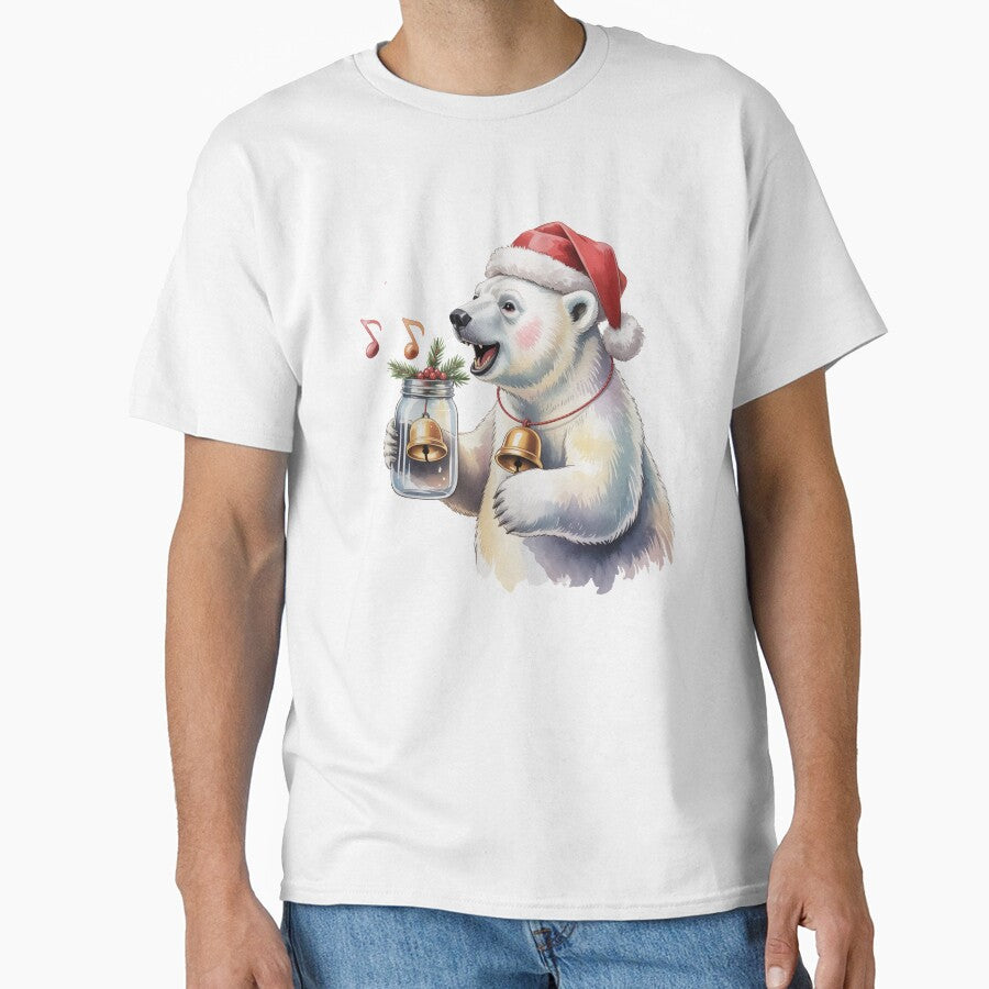 Jingle Bells Polar Bear – Cute Christmas Wall Art by vk09