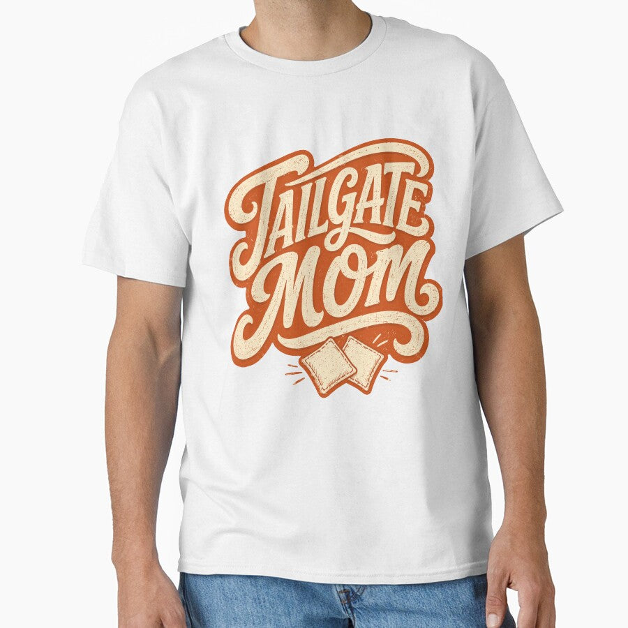 Tailgate Mom Vintage Script Cornhole Distressed Game Day Funny Tailgating by ZIGLWORKS