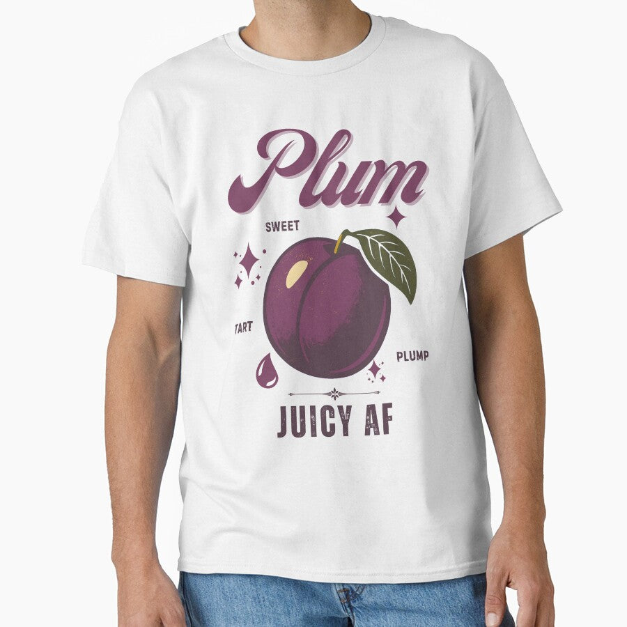 Vintage Plum illustration– Retro Fruit Aesthetic Design for Trendy T-Shirts & Vintage Style Apparel by Thehatinthecat