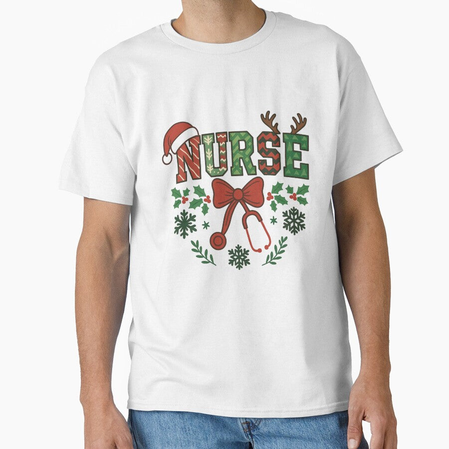 Nurse Christmas – Cute Festive Nurse Design with Santa Hat & Stethoscope | Holiday Medical Art by PrintedWithSoul