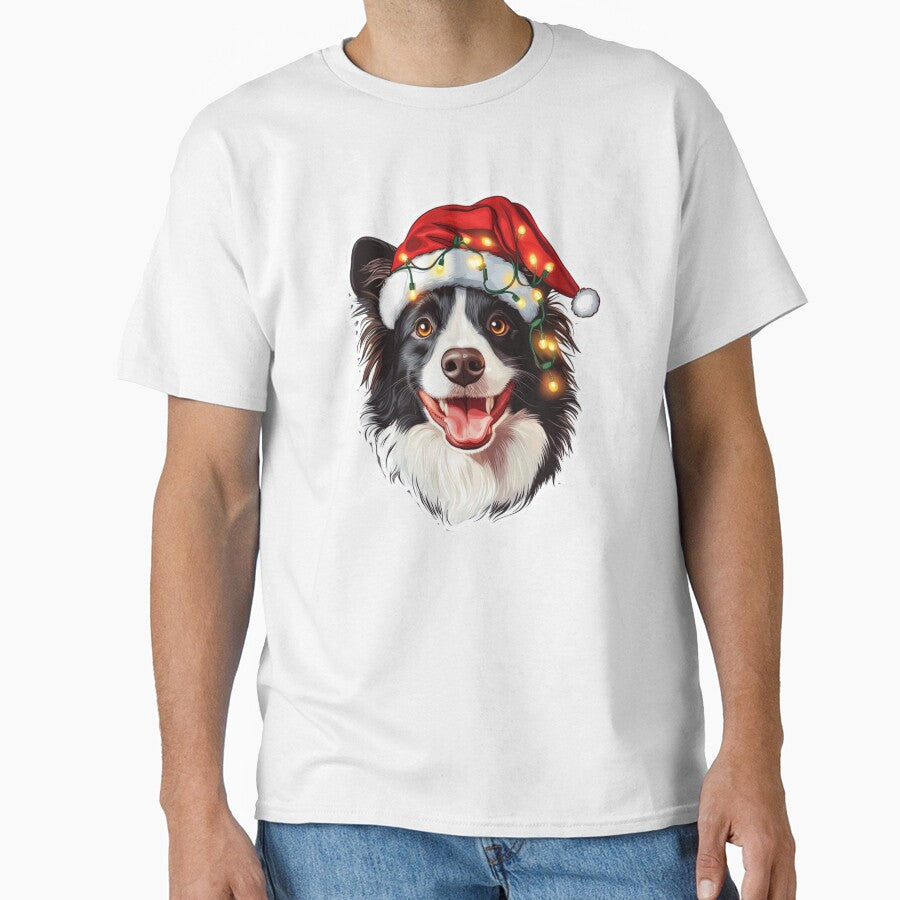 Christmas Border Collie Portrait by NicolasGlowArt