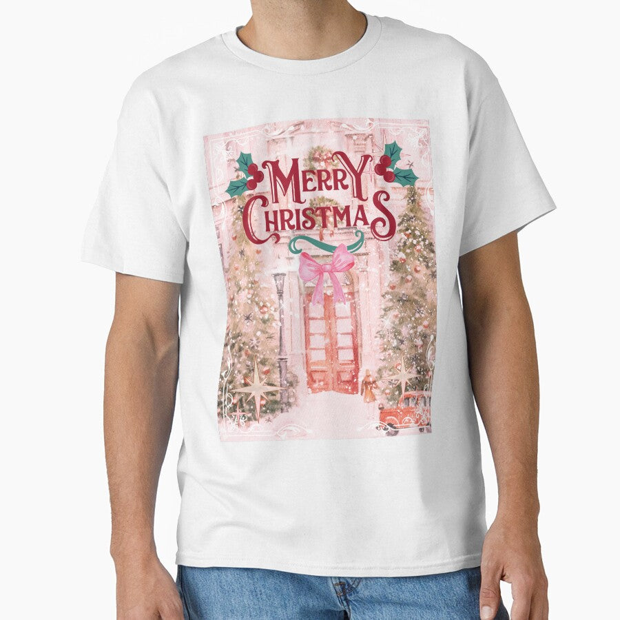 Merry Christmas - Vintage Pink Christmas Cover by bowsbotanicals