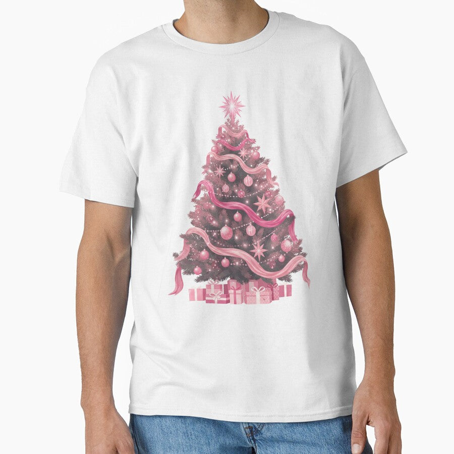 Pink Christmas Tree – Cute Holiday Design, Pastel Aesthetic Christmas Shirt, Girly Xmas Gift by Infinirish