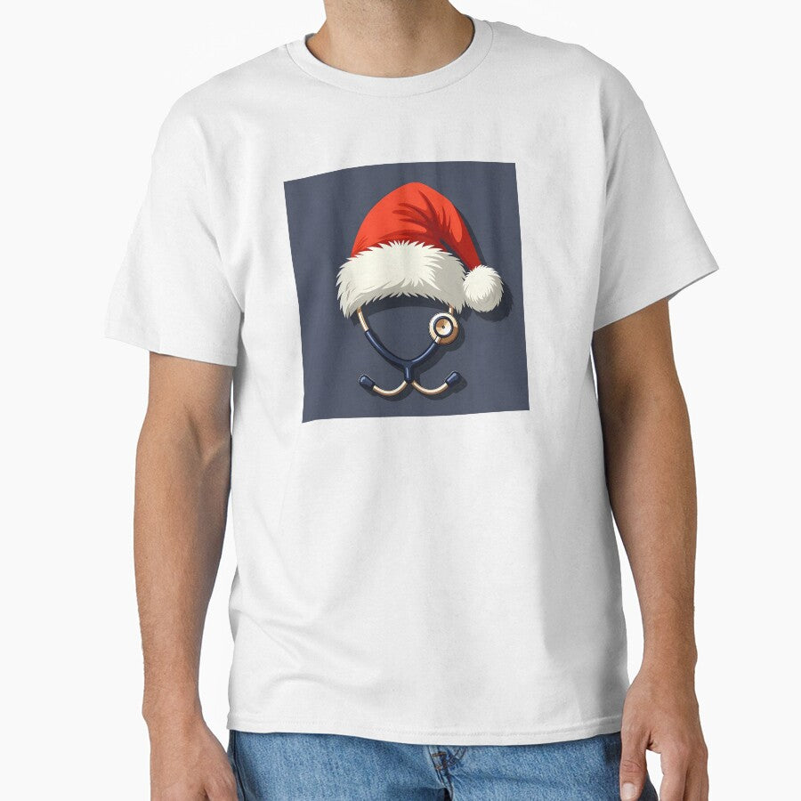 Nurse Christmas Gift – Santa Hat Stethoscope Illustration by goodshopsshop