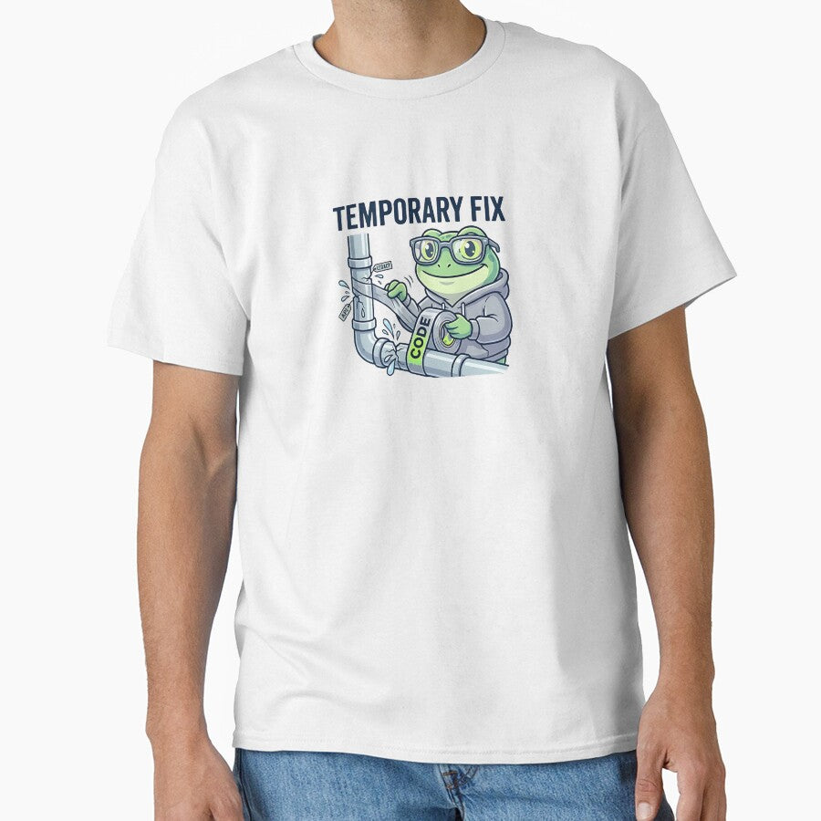 Temporary Fix Coding Frog – Funny Programmer Debugging Sticker, Dev Humor, API Legacy Code Joke by Urben Loop