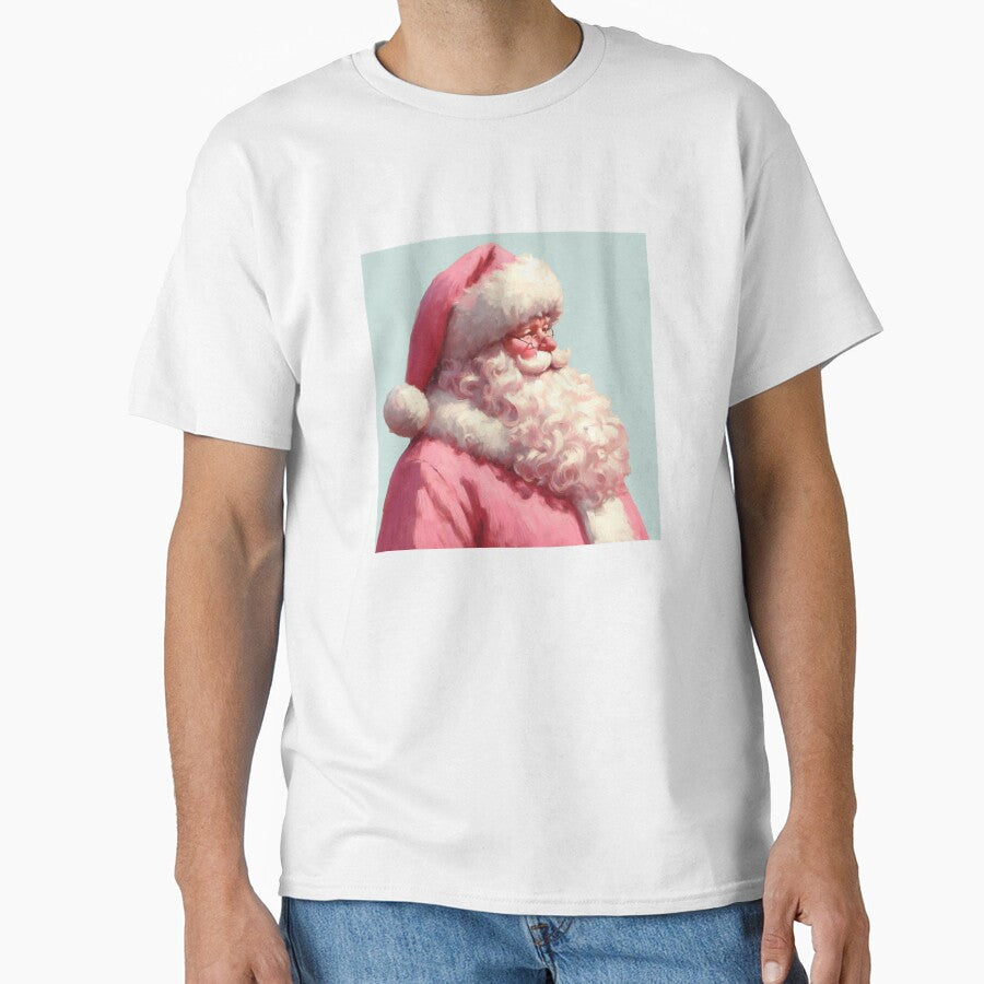 Pink Santa Claus Vintage Christmas Painting by Creative Brat Design Studio
