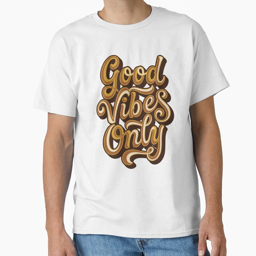 Nirozima Good Vibes Only - Retro 70s Groovy Typography T shirt by Nirozima