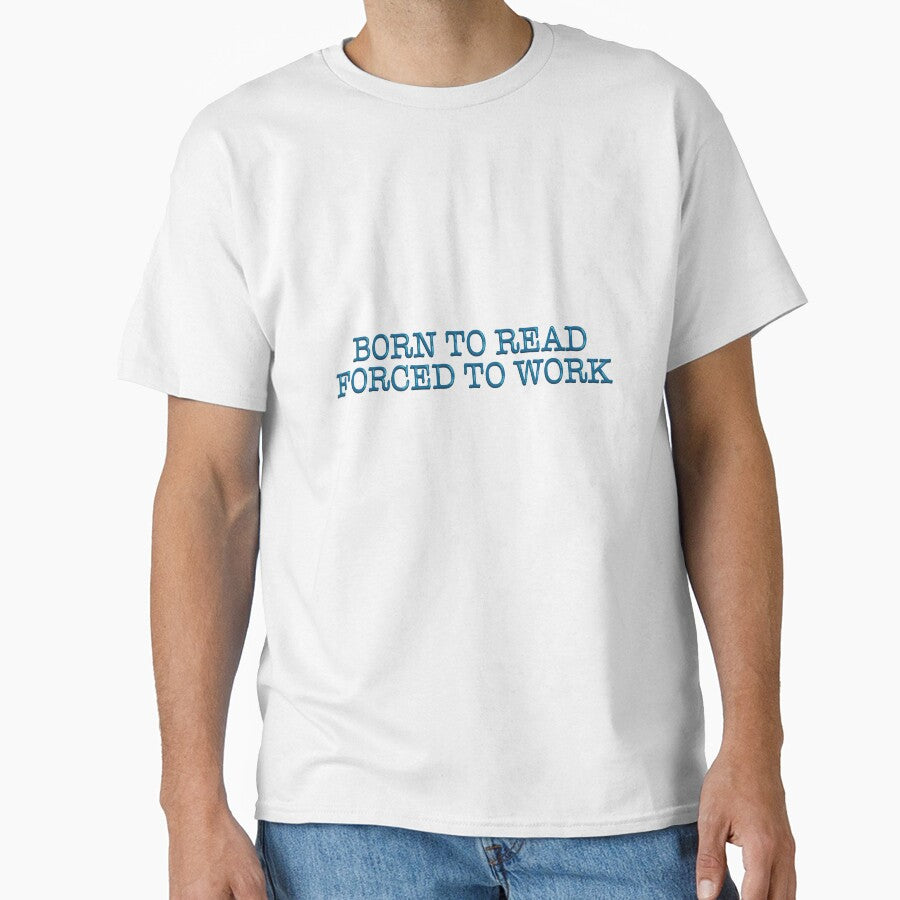 Born to Read Forced to Work Funny Bookish Reader Quote Typography Sticker by alexmaushaus