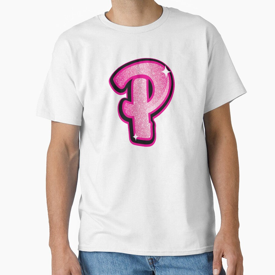 Glitter Pink P Initial Sticker by LazyCreativeCo