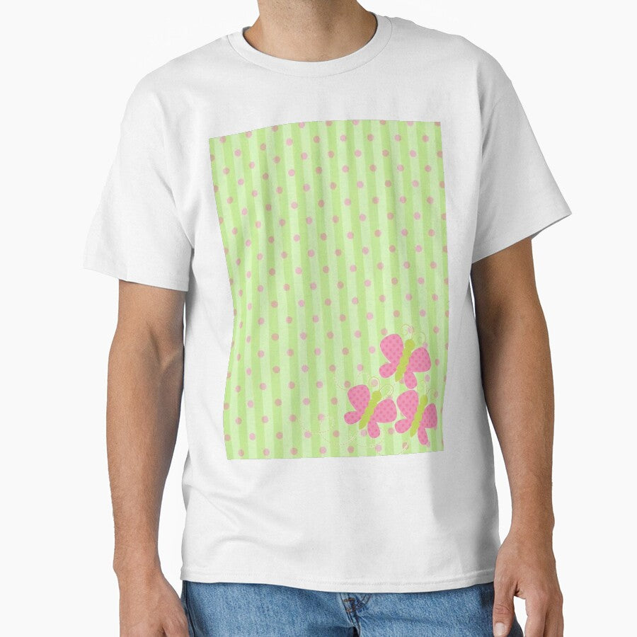 Y2K Pink Butterflies & Lime Green Stripe Pattern | Retro 2000s Funky Aesthetic by BrontesWhimsyStore