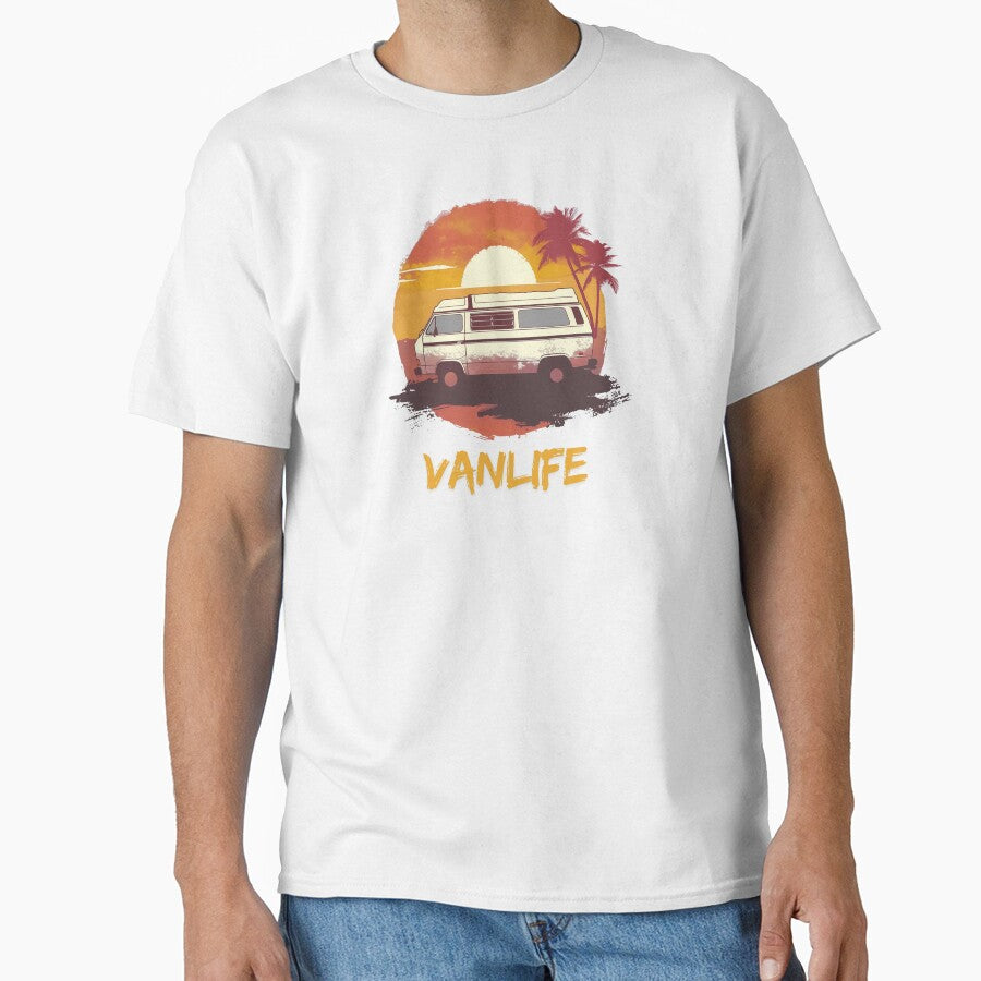 Vanlife Sunset- Retro RV on the Beach by Maciej  Strzelczyk
