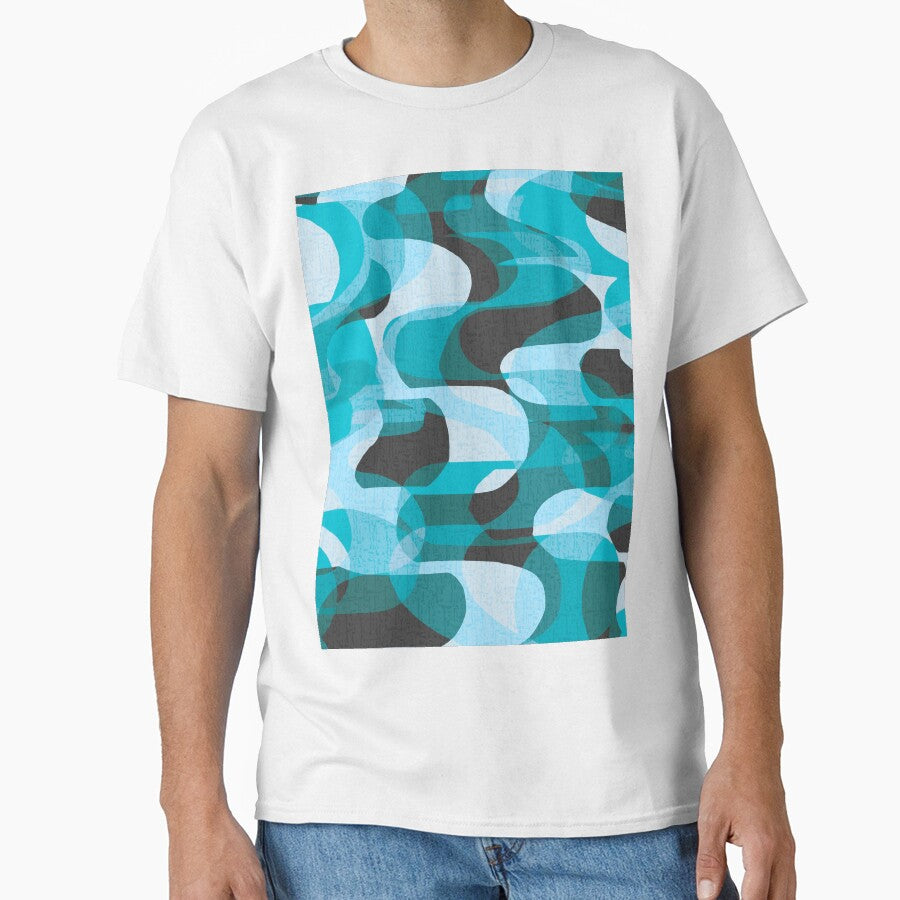 Retro 70s Groovy Waves - Blue and Teal by Michelebuttons