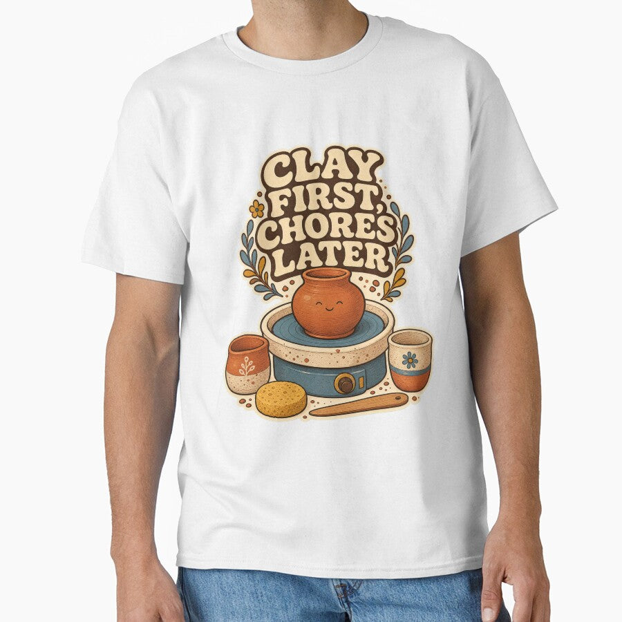 Clay First Chores Later Vintage Pottery Humor by CheerfulNest