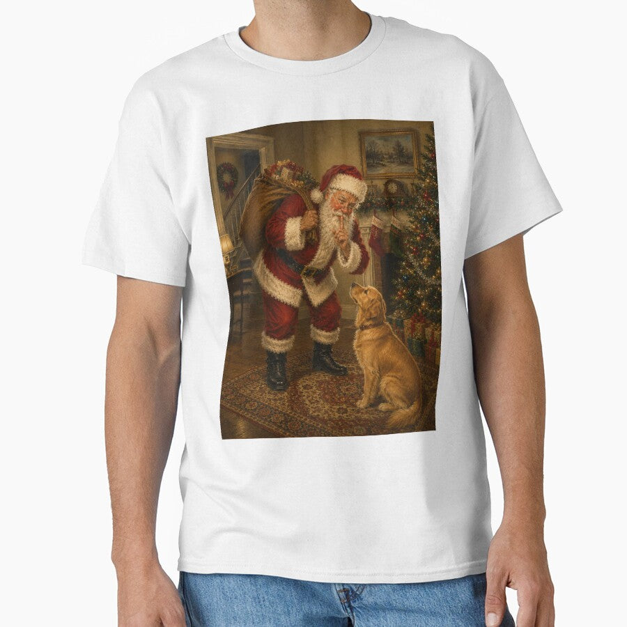 Santa Shushing Dog on Christmas Eve | Vintage Christmas Art by GSizzle1