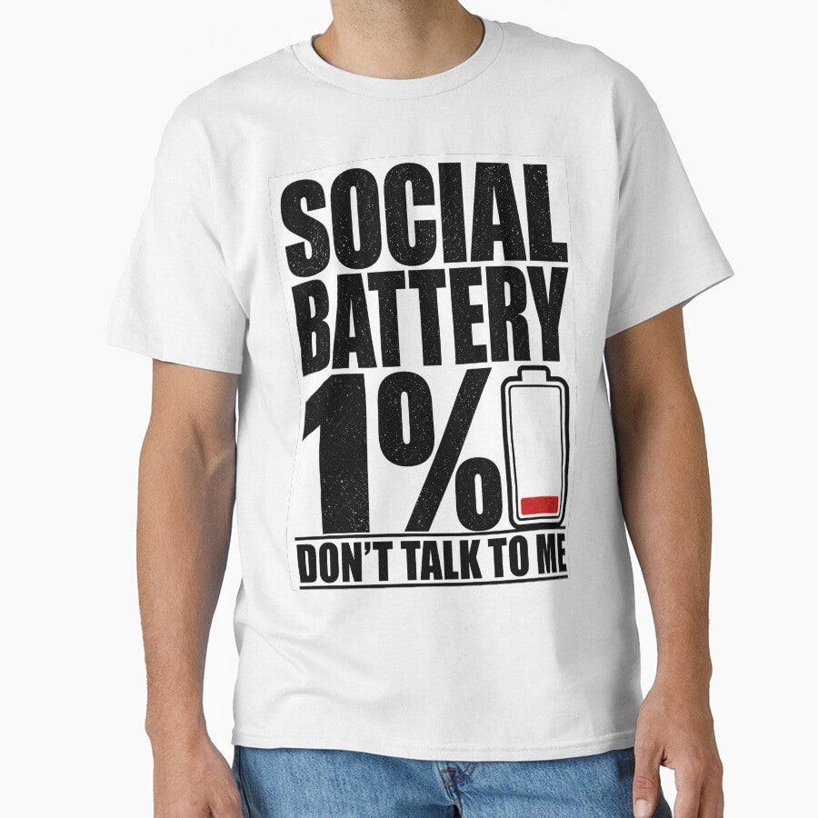 Social Battery 1% Don’t Talk To Me Funny Introvert Humor by NoMercyPrints