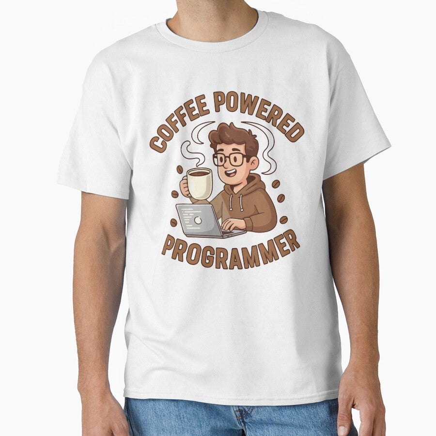 Coffee Powered Programmer T Shirt  Funny Coding & Coffee Lover Design by Design-Pro-21