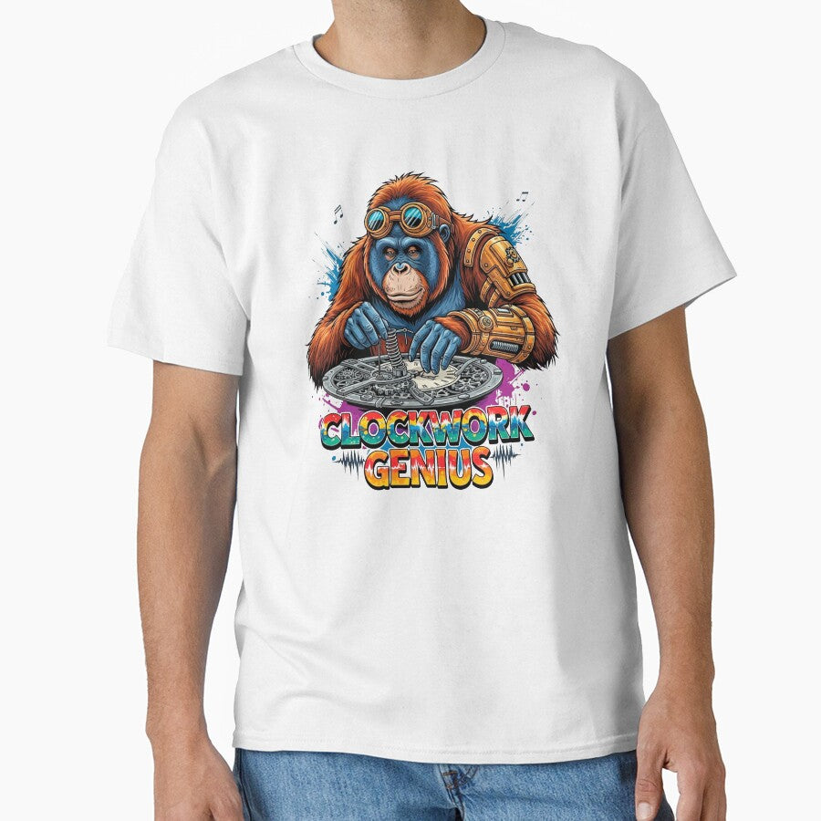 Steampunk Orangutan Clockmaker Art Sticker T-Shirt Mug by SholoStudio