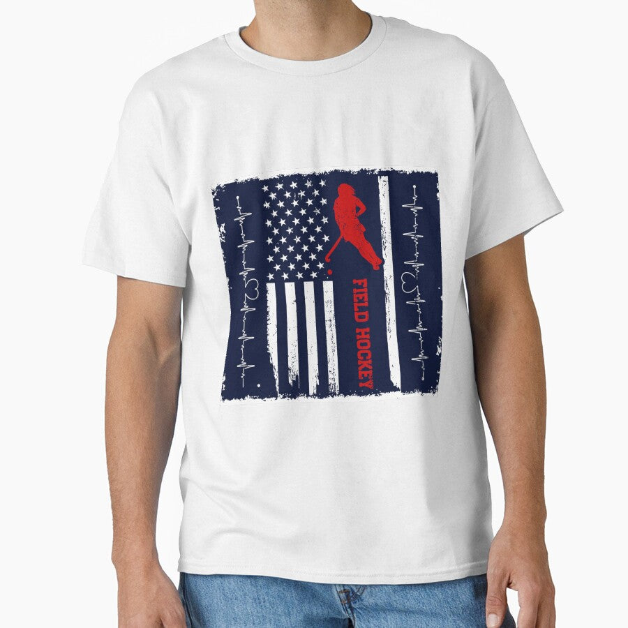 Field Hockey America Flag Blue Retro by LittleFunky79