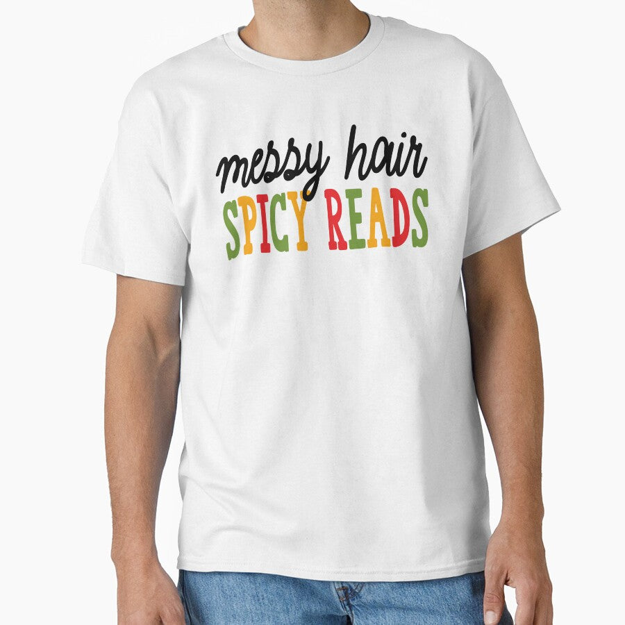 Messy Hair Spicy Reads Shirt – Book Lover Gift for Her, Messy Hair Spicy Reads Sweatshirt – Cozy Bookworm Gift, Messy Hair Spicy Reads Mug – Spicy Book Girl Sticker for Student by Noe Mill